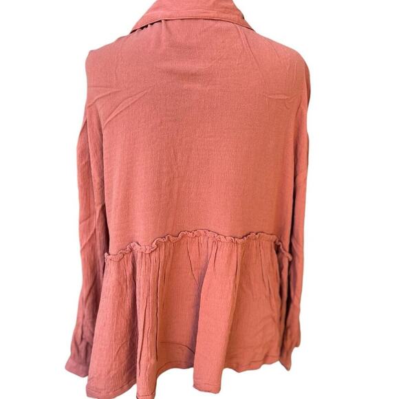 WISHLIST APPAREL women’s size L dusty coral button-down blouse - Picture 5 of 10